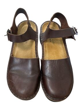 Naot Brown Leather Closed Toe Slingback Sandals Removable Footbed SN# 641 SZ 41